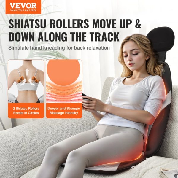 Shiatsu Back Massager with Heat and Vibration, 2 Shiatsu Rollers, 2 Vibration Motors, 5 Modes, Fatigue Relief Chair Pad for Home Office - Image 2