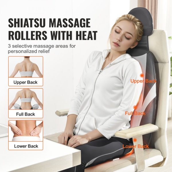 Shiatsu Back Massager with Heat and Vibration, 2 Shiatsu Rollers, 2 Vibration Motors, 5 Modes, Fatigue Relief Chair Pad for Home Office - Image 3