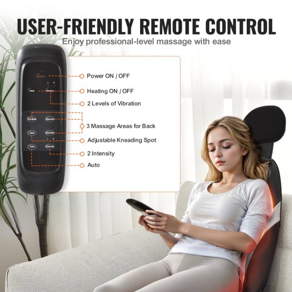 Shiatsu Back Massager with Heat and Vibration, 2 Shiatsu Rollers, 2 Vibration Motors, 5 Modes, Fatigue Relief Chair Pad for Home Office - Image 5