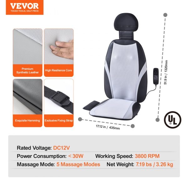 Shiatsu Back Massager with Heat and Vibration, 2 Shiatsu Rollers, 2 Vibration Motors, 5 Modes, Fatigue Relief Chair Pad for Home Office - Image 7