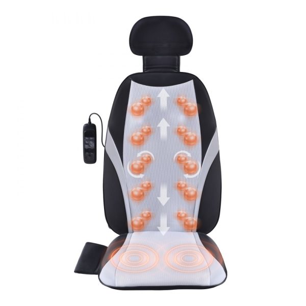 Shiatsu Back Massager with Heat and Vibration, 2 Shiatsu Rollers, 2 Vibration Motors, 5 Modes, Fatigue Relief Chair Pad for Home Office