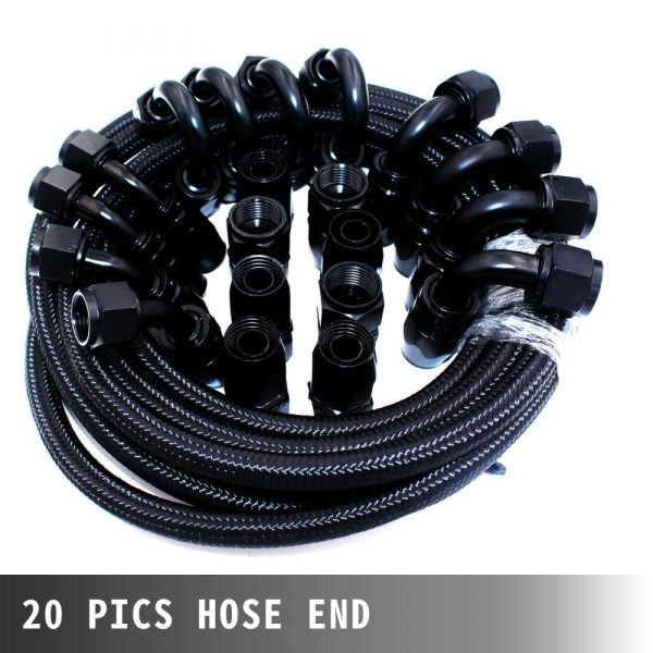 8AN Fuel Hose Kit 20Pcs 32.8ft Stainless Steel Braided Nylon Hose with NBR/CPE Synthetic Rubber Adapter - Image 6