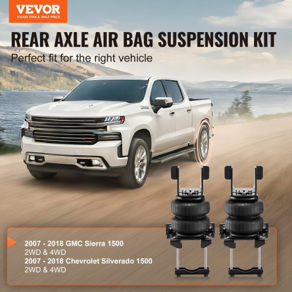 Air Suspension Bag Kit for 2007-2018 Silverado 1500 Sierra 1500 2WD 4WD 5000 lbs Capacity 5 to 100 PSI - Image 2