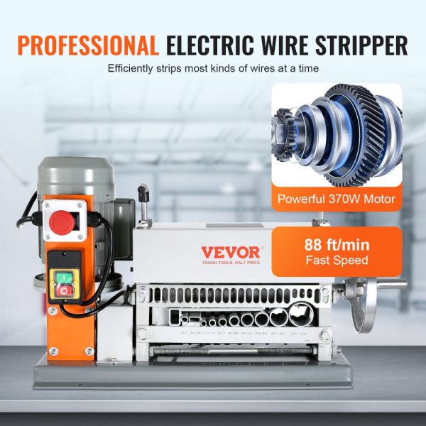Automatic Electric Wire Stripping Machine 0.06 to 1.42 inches 370W 88 ft/min With Manual Crank 11 Channel Scrap Copper Recycling - Image 2