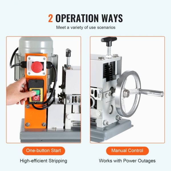 Automatic Electric Wire Stripping Machine 0.06 to 1.42 inches 370W 88 ft/min With Manual Crank 11 Channel Scrap Copper Recycling - Image 3