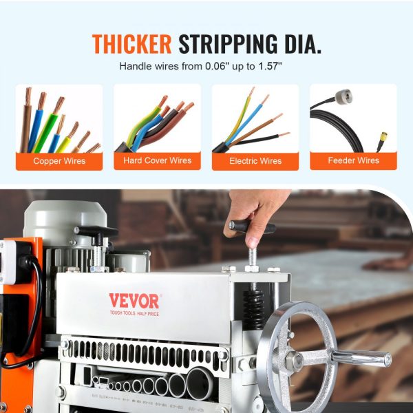 Automatic Electric Wire Stripping Machine 0.06 to 1.42 inches 370W 88 ft/min With Manual Crank 11 Channel Scrap Copper Recycling - Image 4