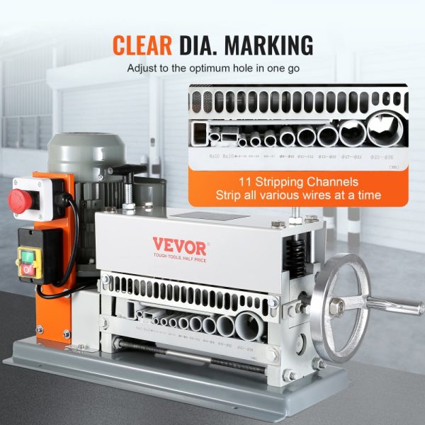 Automatic Electric Wire Stripping Machine 0.06 to 1.42 inches 370W 88 ft/min With Manual Crank 11 Channel Scrap Copper Recycling - Image 5