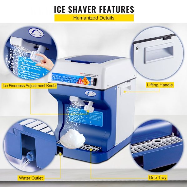 110V Electric Shaved Ice Machine 250W Adjustable Ice Texture 265LBs/hr Home Commercial Tabletop - Image 4