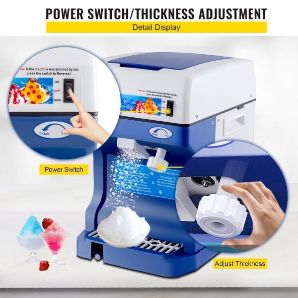110V Electric Shaved Ice Machine 250W Adjustable Ice Texture 265LBs/hr Home Commercial Tabletop - Image 5