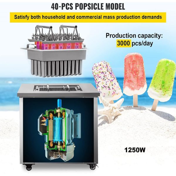 Commercial Ice Popsicle Machine 40-Piece Kit Stainless Steel Lollipop Maker for Bars Cafes Milk Tea Shops - Image 3