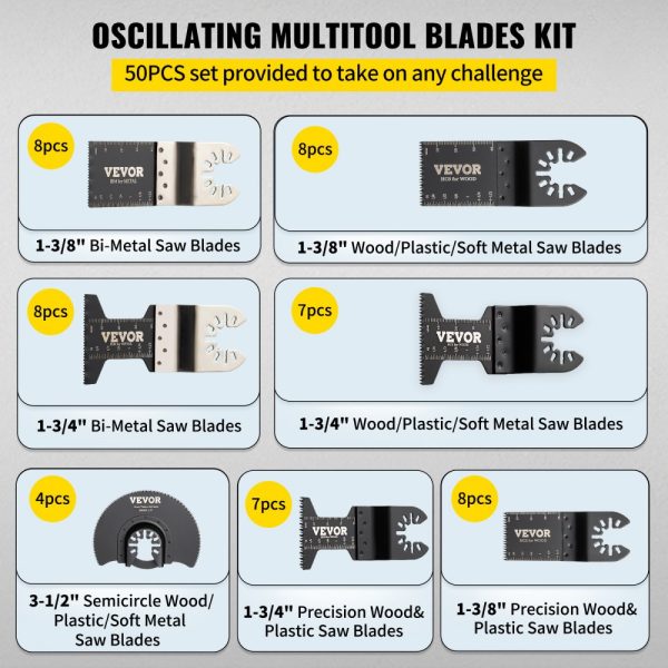 50 Piece Oscillating Saw Blade Set High Carbon Steel Durable Blades for Wood Plastic Metal Nails Bolts Quick Release Multitool Compatible - Image 4