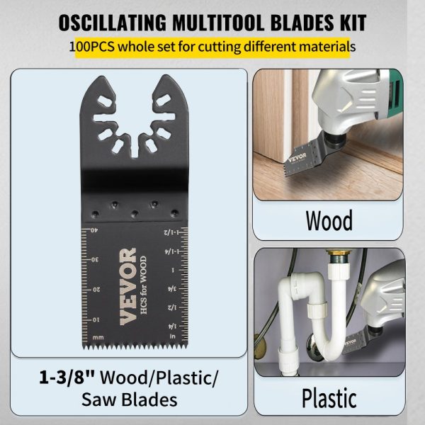 100PCS Oscillating Saw Blades Quick Release Multi-Tool Blades Kit HCS Tool Blades for Wood and Plastic Compatible with Popular Power Tools - Image 4