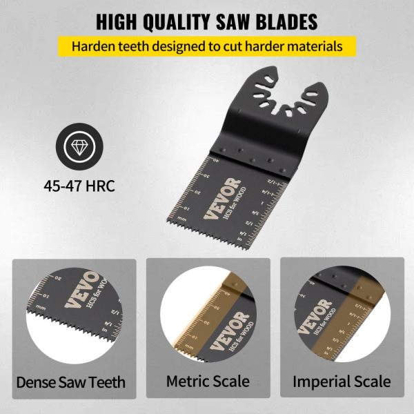 100PCS Oscillating Saw Blades Quick Release Multi-Tool Blades Kit HCS Tool Blades for Wood and Plastic Compatible with Popular Power Tools - Image 5