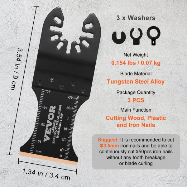 3PCS Carbide Oscillating Tool Blades High-Speed Durable Saw Blades for Hard Materials Metal Nails Bolts Universal Fit for Popular Power Tools - Image 7
