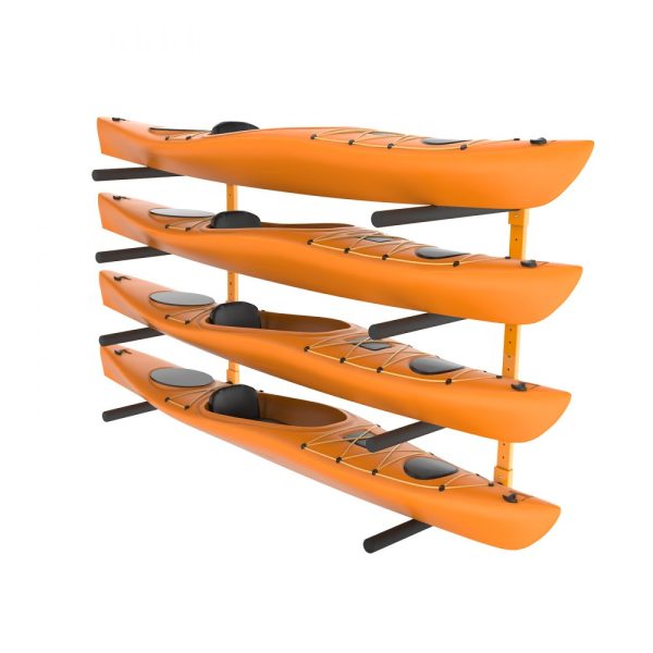 Wall Kayak Rack, 4-Paddle Board Storage with Adjustable Arms, 400 LBS Capacity, Indoor/Outdoor Use