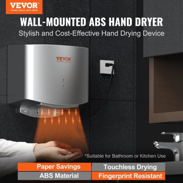 Heavy Duty Commercial Hand Dryer 1400W 120V Automatic High Speed ABS Warm Air Blower Low Noise Effortless Installation - Image 2