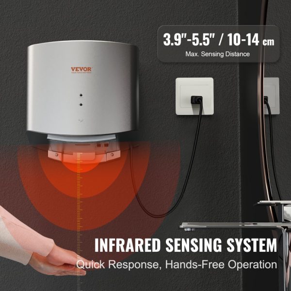 Heavy Duty Commercial Hand Dryer 1400W 120V Automatic High Speed ABS Warm Air Blower Low Noise Effortless Installation - Image 4
