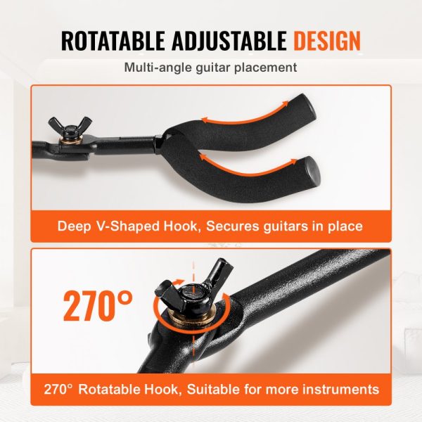 5-Space Guitar Stand Wall-Mounted Foldable Rack Hold Up to 5 Guitars - Image 3