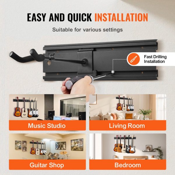 5-Space Guitar Stand Wall-Mounted Foldable Rack Hold Up to 5 Guitars - Image 6