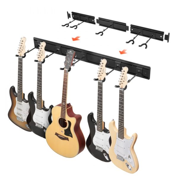 5-Space Guitar Stand Wall-Mounted Foldable Rack Hold Up to 5 Guitars