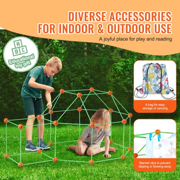 Glow In The Dark! Christmas Gift!  Tent Fort Building Kit for Kid Glow In The Dark STEM Construction Toy 140P - Image 6