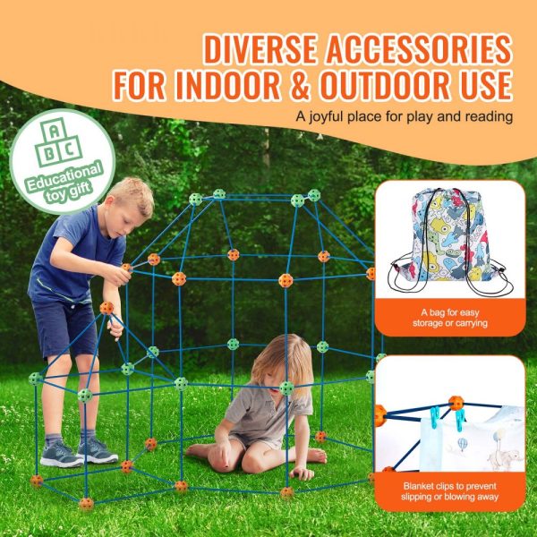 Tent Fort Building Kit for Kids STEM Construction Toy Set Castle 180PCS - Image 5