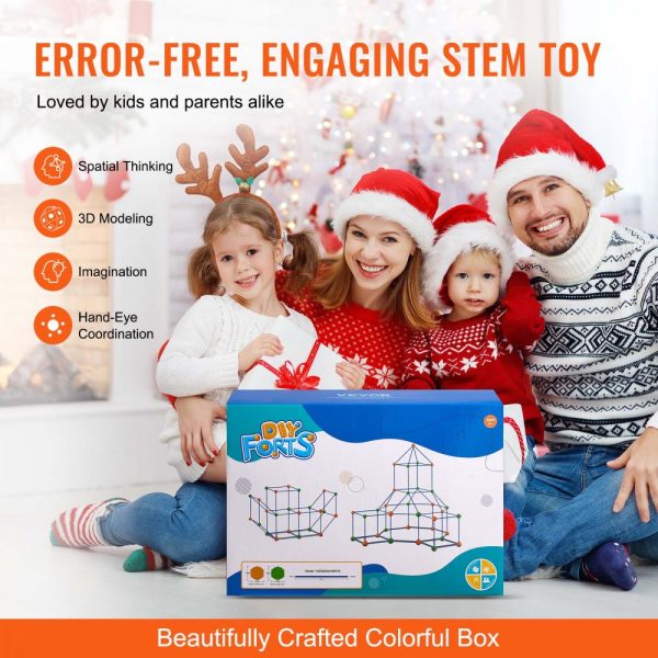 Tent Fort Building Kit for Kids STEM Construction Toy Set Castle 180PCS - Image 6