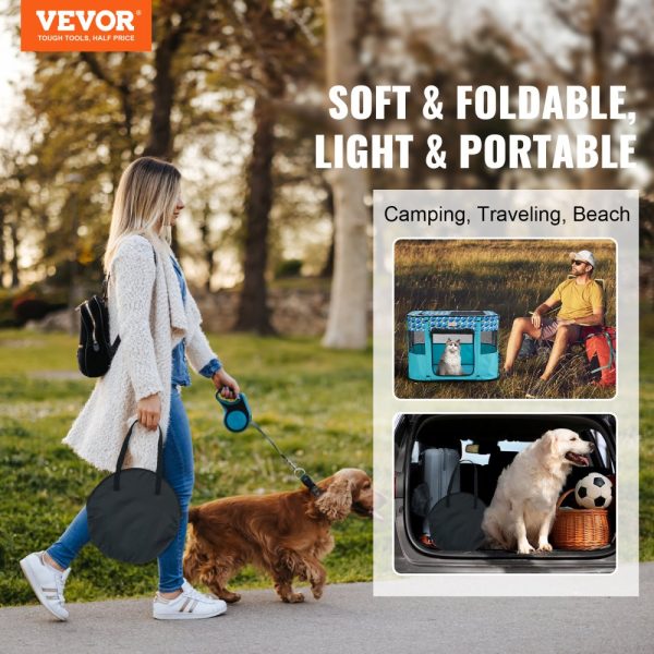Foldable Dog Playpen 32x24x22 Portable Kennel with Removable Zipper Waterproof 600D Oxford Cloth for Puppy Dog Cat Travel Camping - Image 2