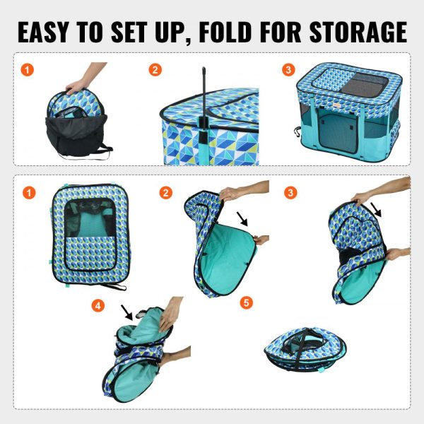 Foldable Dog Playpen 32x24x22 Portable Kennel with Removable Zipper Waterproof 600D Oxford Cloth for Puppy Dog Cat Travel Camping - Image 6