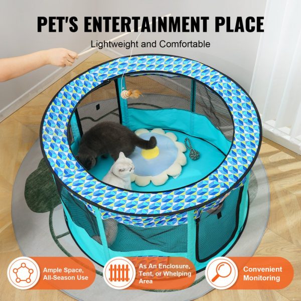 Foldable Pet Playpen Portable Dog Kennel for Puppy Dog Cat 44 Diameter x 24 Waterproof 600D Oxford Cloth with Removable Zipper for Indoor Outdoor Travel Camping Large - Image 4