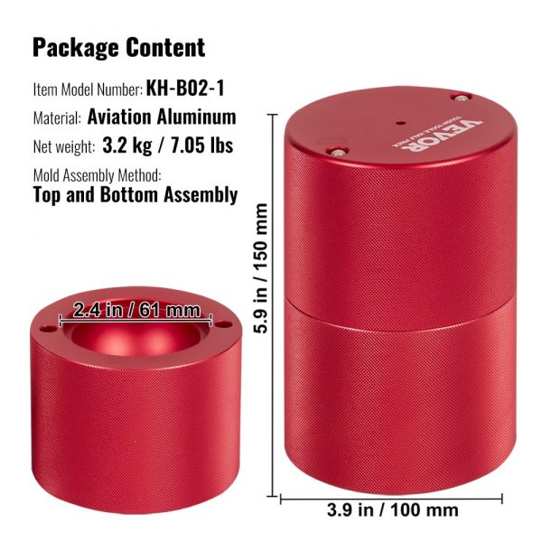 Ice Ball Press Kit 2.4 Ice Sphere Maker Durable Aircraft Aluminum Alloy for 60mm Ice Balls Includes Tong Drip Tray Whiskey Cocktails Bourbon Scotch Party Holiday Red - Image 7