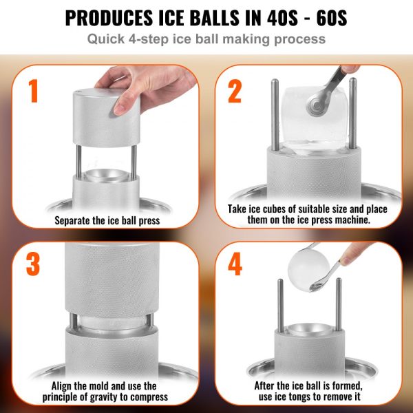 Aluminum Alloy Ice Ball Press Kit with Mold and Accessories for Round 60mm Ice Spheres, Cocktails, Whiskey - Image 3