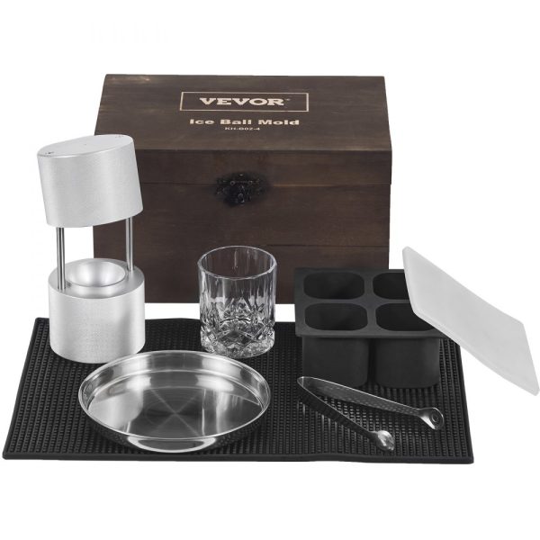 Aluminum Alloy Ice Ball Press Kit with Mold and Accessories for Round 60mm Ice Spheres, Cocktails, Whiskey