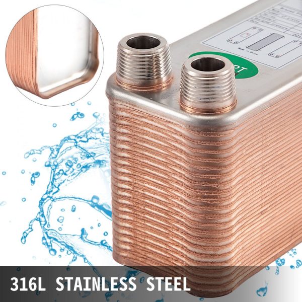 Brazed Plate Heat Exchanger 3x7.5 40 Plates 316L 3/4 MPT B3-12A Beer Wort Chiller Hydronic Heating - Image 4