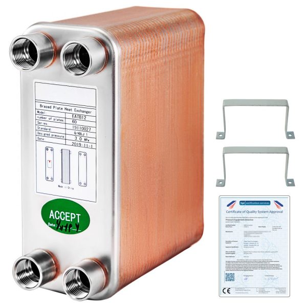 Brazed Plate Heat Exchanger 3x7.5x60 316L 1/2 BSP FPT EATB12 Beer Wort Chiller