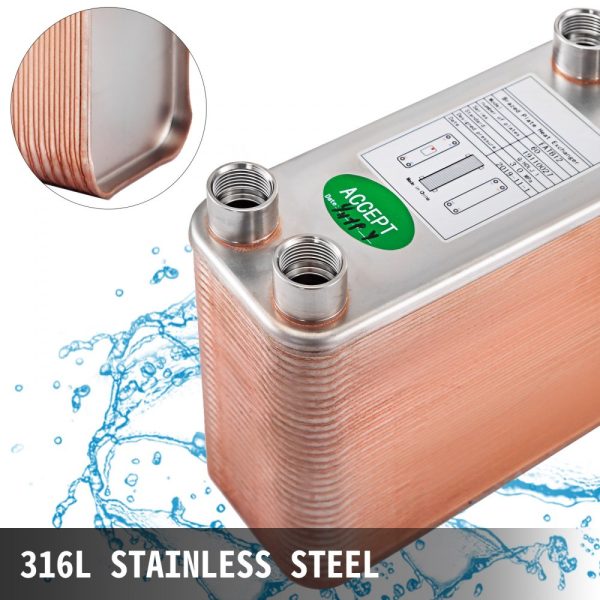 Brazed Plate Heat Exchanger 3x7.5x60 316L 1/2 BSP FPT EATB12 Beer Wort Chiller - Image 4