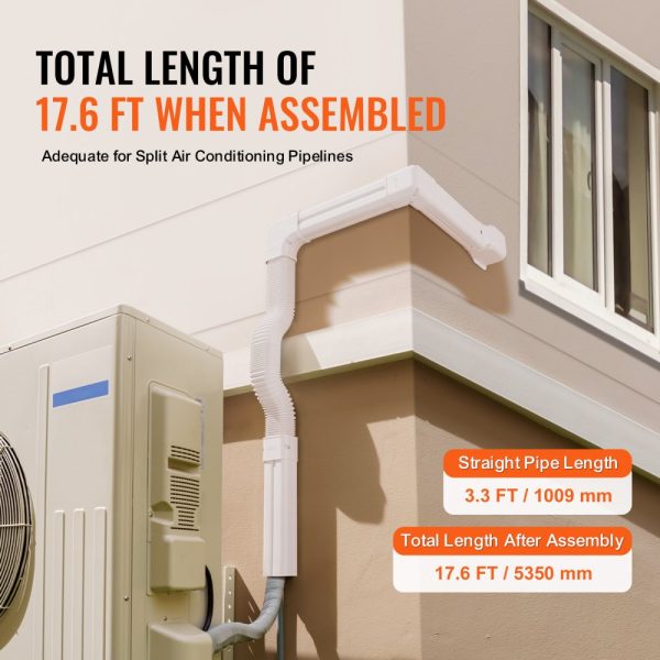 3-inch W x 17.6FT L PVC Decorative Pipe Cover for AC with 4 Straight Ducts, Easy Install & Paintable, White - Image 3