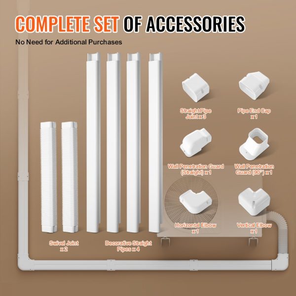 3-inch W x 17.6FT L PVC Decorative Pipe Cover for AC with 4 Straight Ducts, Easy Install & Paintable, White - Image 4