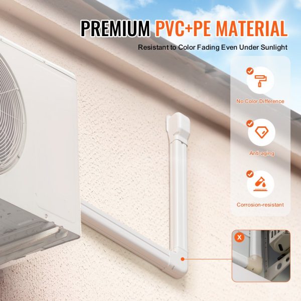 3-inch W x 17.6FT L PVC Decorative Pipe Cover for AC with 4 Straight Ducts, Easy Install & Paintable, White - Image 6