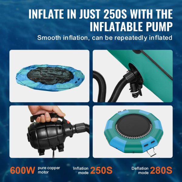 12ft Inflatable Water Trampoline Electric Pump Portable Bounce Platform 3-Step Ladder for Kids Adults Pool Lake Water Sports - Image 4