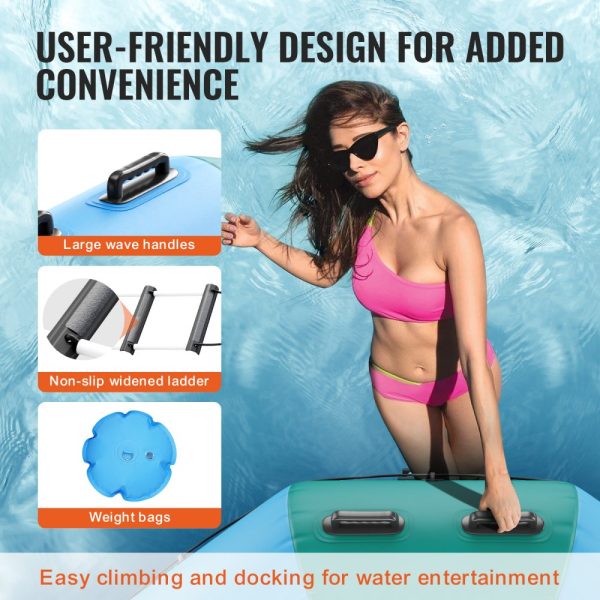 12ft Inflatable Water Trampoline Electric Pump Portable Bounce Platform 3-Step Ladder for Kids Adults Pool Lake Water Sports - Image 5