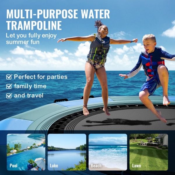 12ft Inflatable Water Trampoline Electric Pump Portable Bounce Platform 3-Step Ladder for Kids Adults Pool Lake Water Sports - Image 6