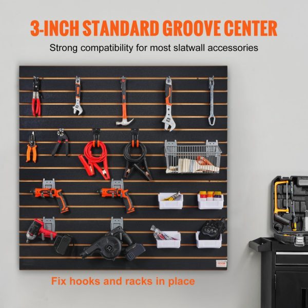 Heavy Duty Slatwall Panels 4ft x 2ft Black Garage Storage Organizer for Retail Display and Craft Storage - Image 3