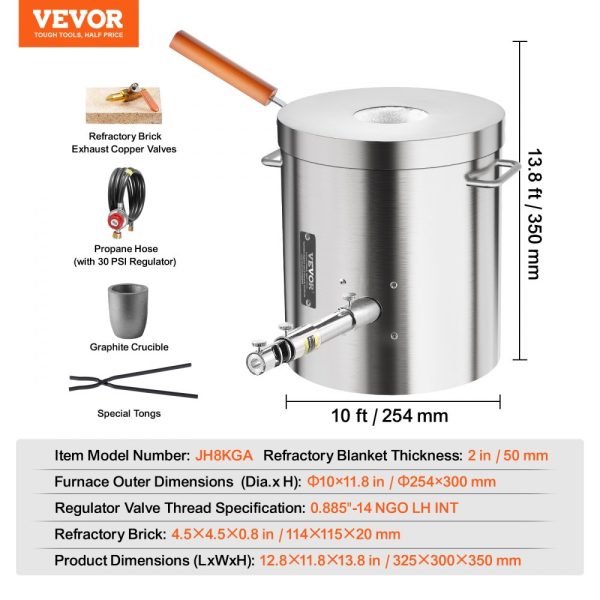 Propane Melting Furnace Kit 8KG/18lbs with Crucible Tongs Metal Smelting - Image 7