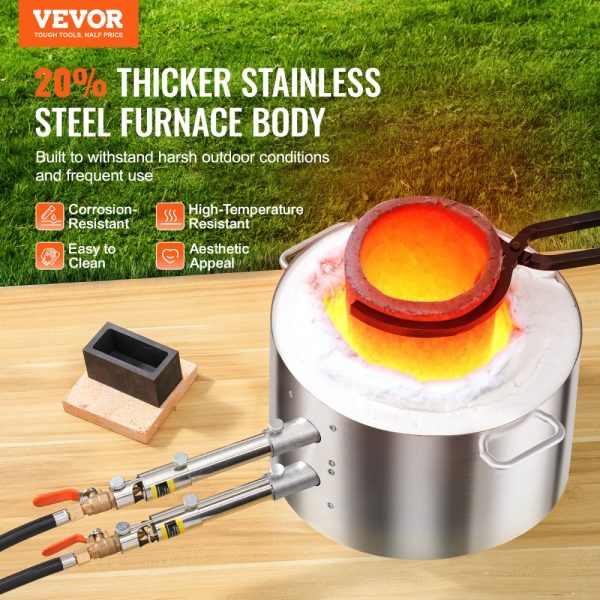 Propane Melting Furnace Kit 16KG/35lbs Dual Burner with Crucibles Tongs - Image 2