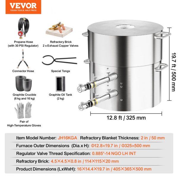 Propane Melting Furnace Kit 16KG/35lbs Dual Burner with Crucibles Tongs - Image 7