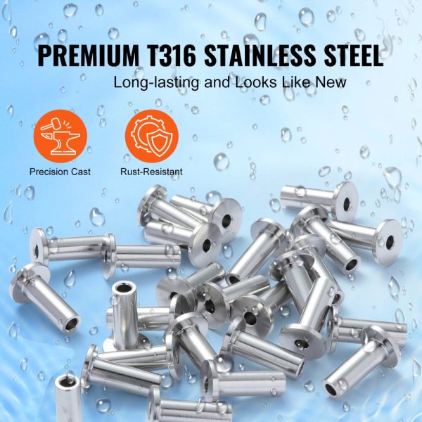 81-Pack T316 Stainless Steel Protector Sleeves for 1/8 Wire Rope Railing Free Drill Bit Included Silver - Image 4