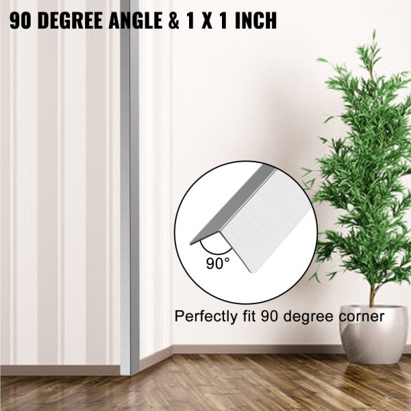 Stainless Steel Wall Corner Guards 1x1x48 Inch 304 Metal Protector 10-Pack 90 Degree Wall Decoration - Image 3
