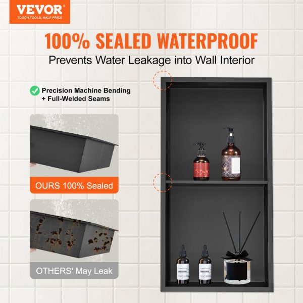 13x25 Wall Inserted Stainless Steel Shower Niche Double Shelves for Bathroom Soap Storage Rust Resistant Easy Clean Modern Design - Image 2