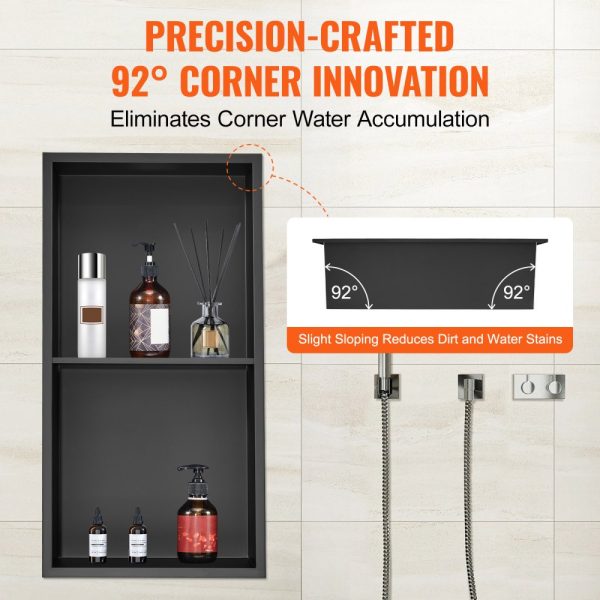 13x25 Wall Inserted Stainless Steel Shower Niche Double Shelves for Bathroom Soap Storage Rust Resistant Easy Clean Modern Design - Image 4